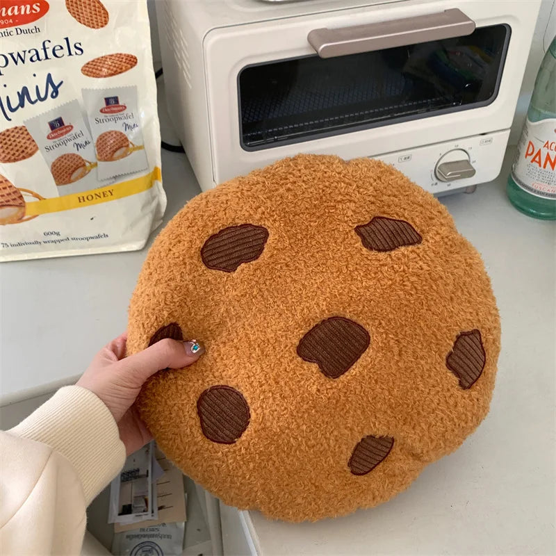 Creative Cookies Pillows Round Shape Chocolate Biscuits Stuffed Plush Toys Realistic Food Snack Seat Cushion Plushie Props Gifts