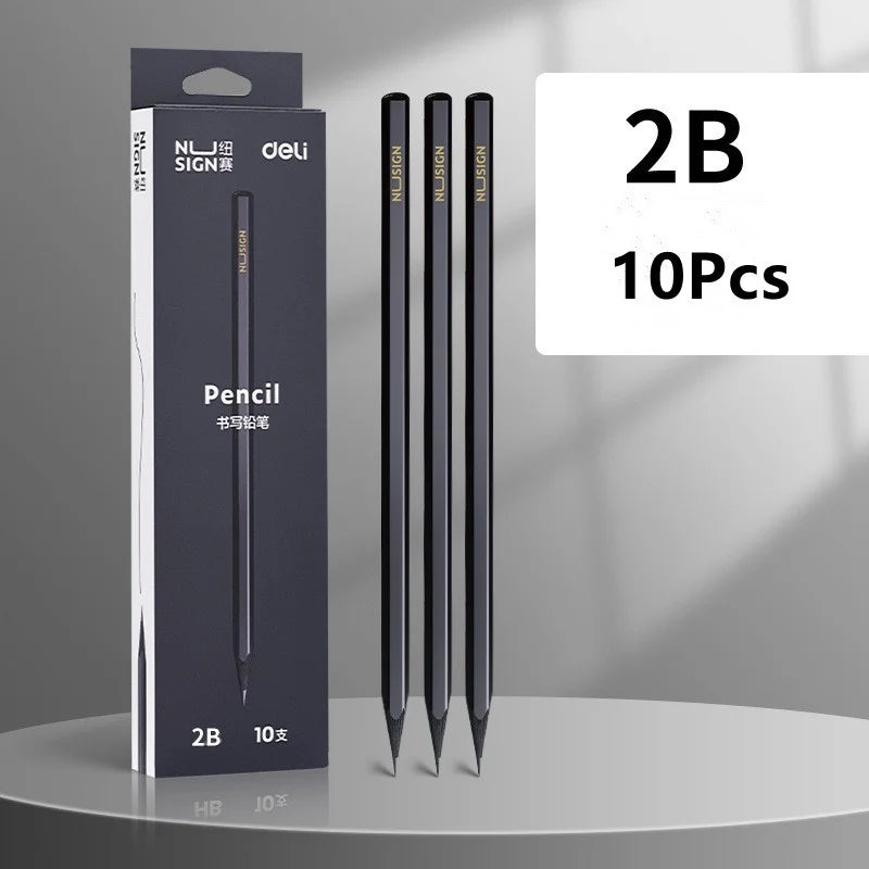 Black Wood Graphite Pencil Set HB 2B Black Lead Office Writing Pencil 10pcs Pack Gift Stationery