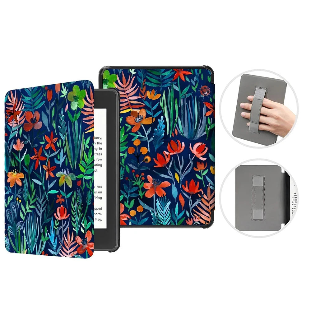 For Kindle Paperwhite 12th Generation Case 2024 Signature Edition 7 inch Leather Case with Hand Strap SA568B Auto Sleep Cover