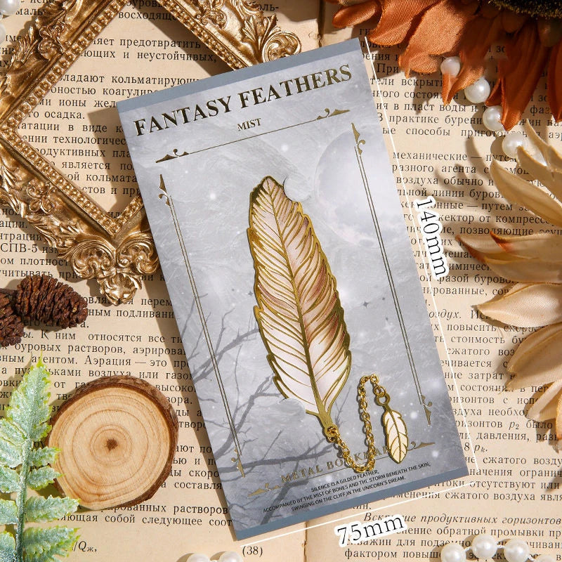 Vintage Feather Bronzing Metal Bookmark With Metal Chain Pendant Bookmark For Teachers Friends Book Club Book Lovers