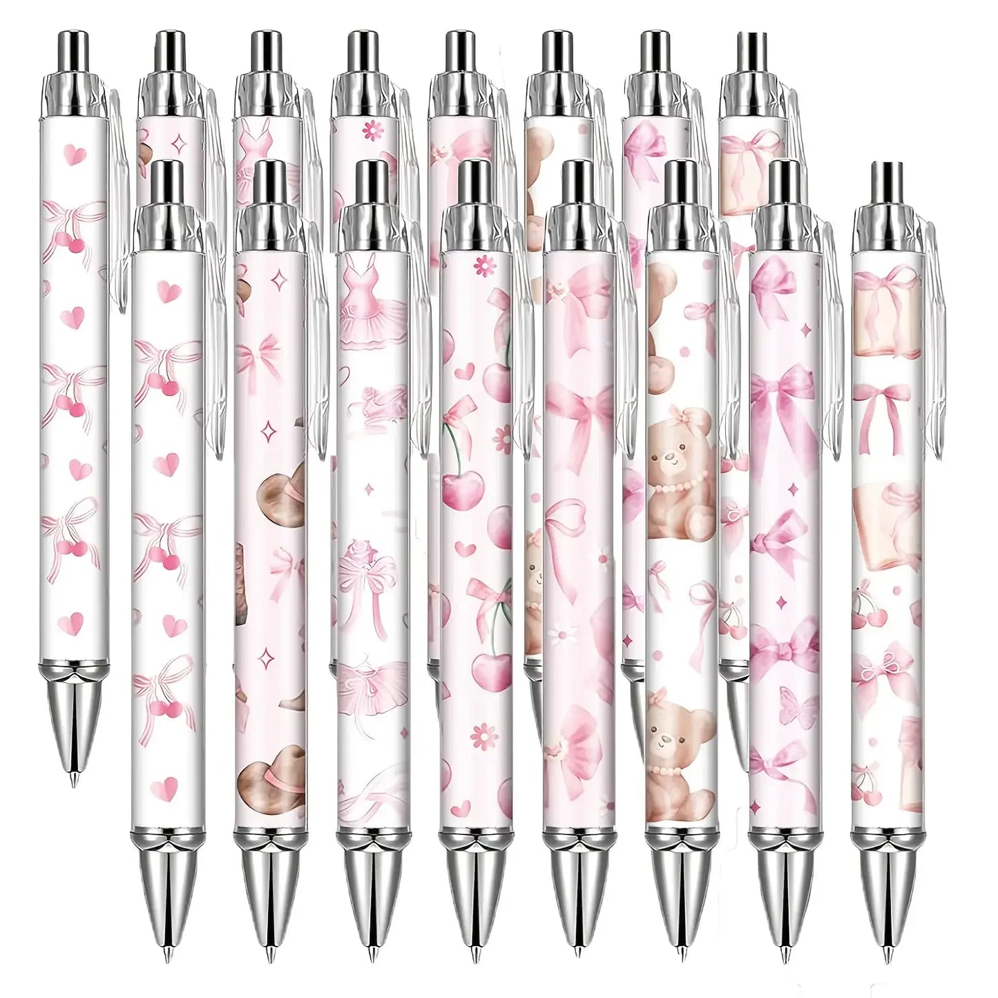 8/16 pcs pink bow ballpoint pens, cute office work signature essentials, suitable for nurses, teachers, colleagues, and assistan