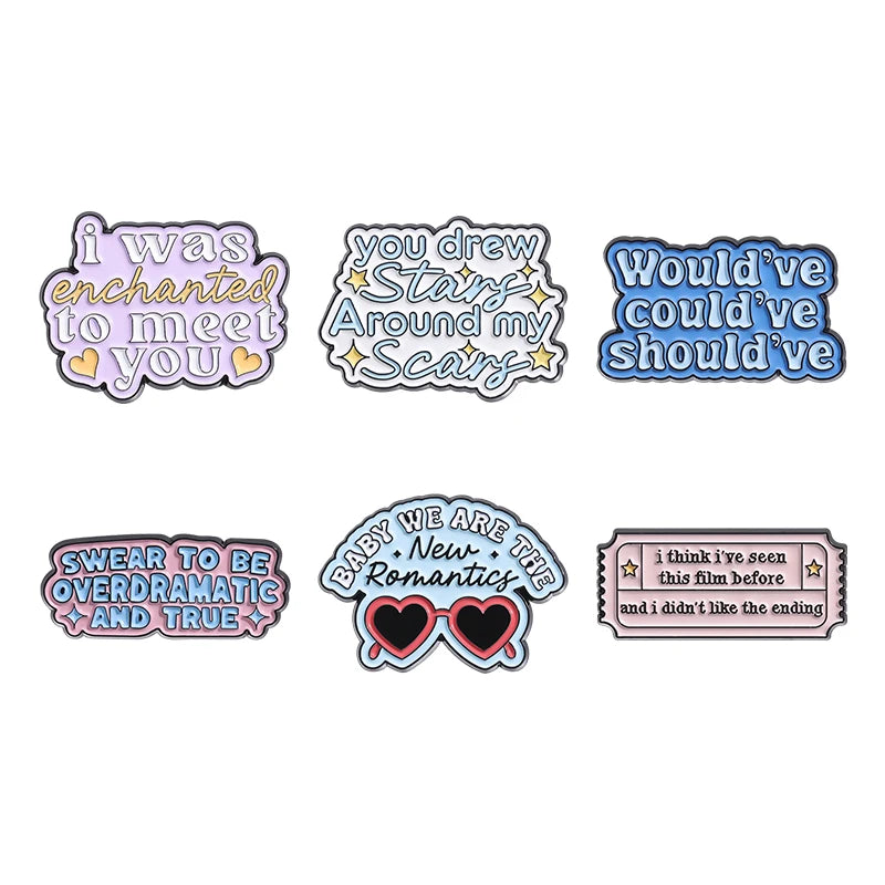 Pop Singer-Inspired Enamel Pin Sets – Aesthetic Enamel Brooches, Lyrics & Outfits | Cute Collectible Accessories for Bags, Jackets & Lanyards