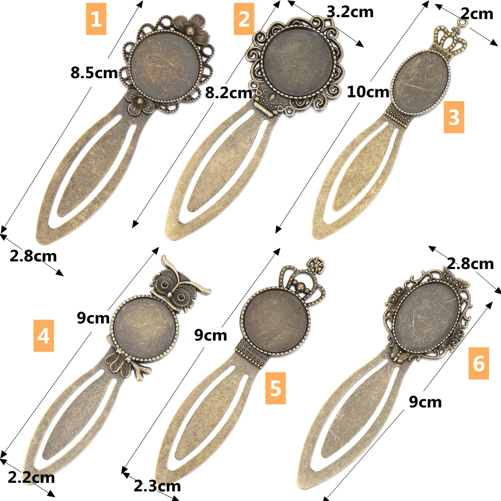 1PC Antique Bronze Oval Style Iron Metal Bookmark Vintage Retro Handmade Bookmark for Cabochon Cameo DIY Bookmark Student Gifts