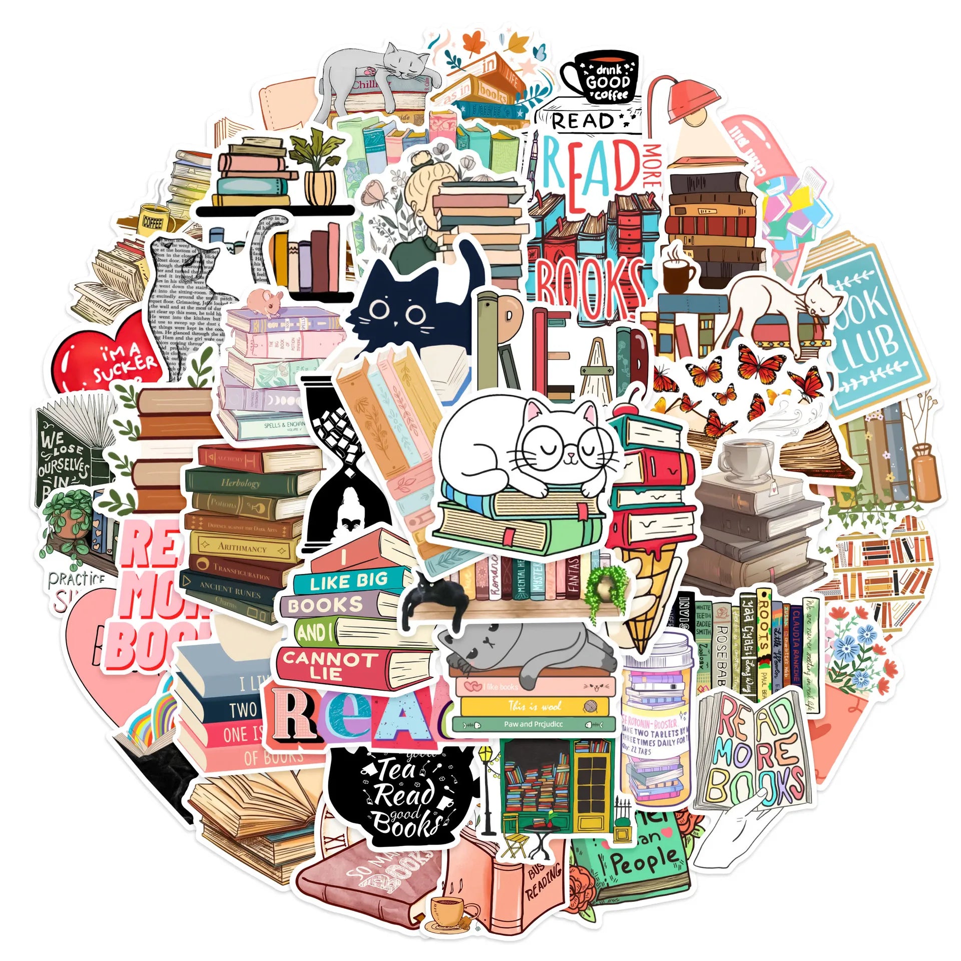 Cozy Cat Reader Sticker Pack - élise & madelyn