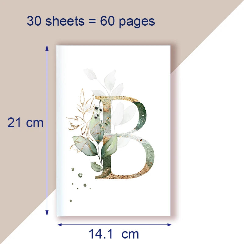 A5 Notebook Note Book Monogram Name Initial Alphabet Letter Majuscule Letters Flower Decor Personality Art Design Personal Diary