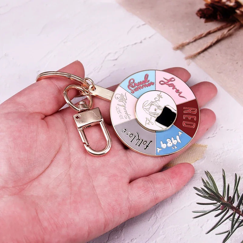 Rotating Album Keychain – Cute Collector Spinner Keychain for Swifties | Multi-Era Metal Pendant