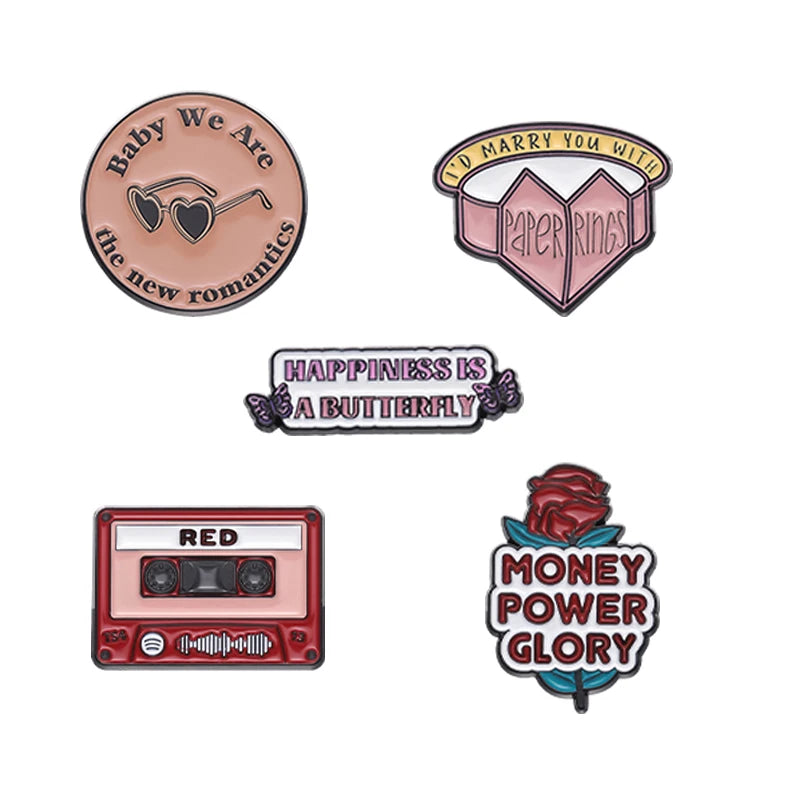 Pop Singer-Inspired Enamel Pin Sets – Aesthetic Enamel Brooches, Lyrics & Outfits | Cute Collectible Accessories for Bags, Jackets & Lanyards