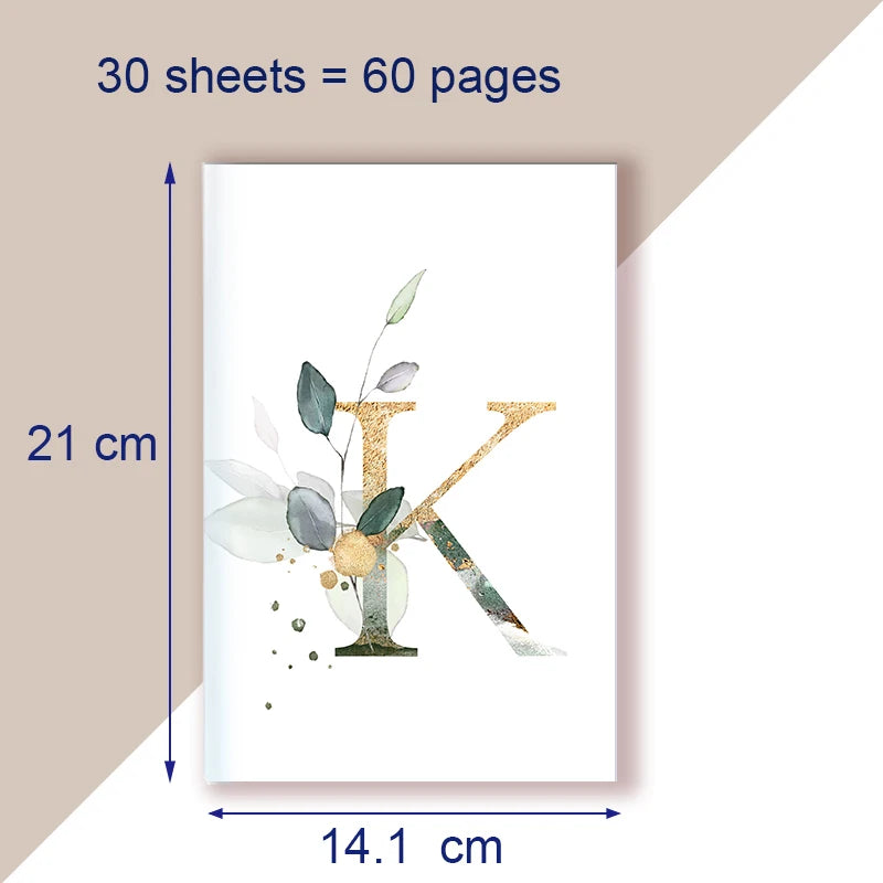 A5 Notebook Note Book Monogram Name Initial Alphabet Letter Majuscule Letters Flower Decor Personality Art Design Personal Diary