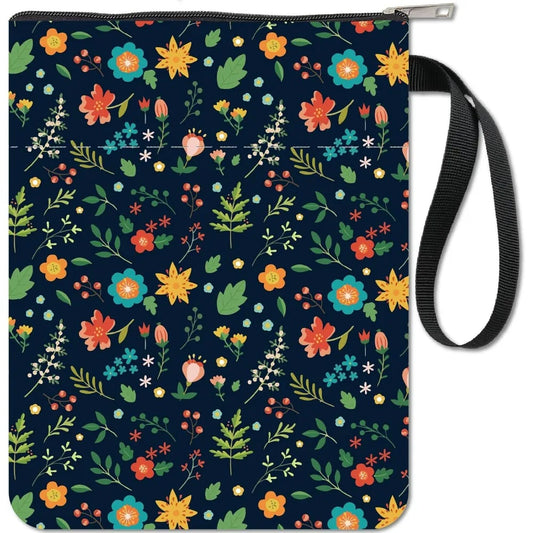 1pc Black Book Sleeves Flower Leaf Book Covers Book Protector for Paperbacks Washable Fabric Cloth Book Cover with Zipper