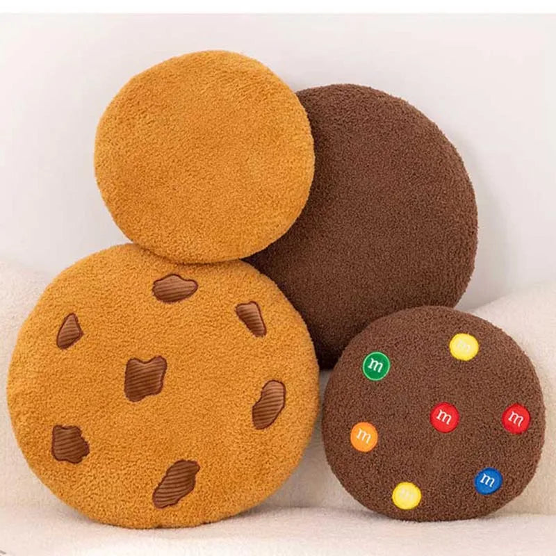 Creative Cookies Pillows Round Shape Chocolate Biscuits Stuffed Plush Toys Realistic Food Snack Seat Cushion Plushie Props Gifts