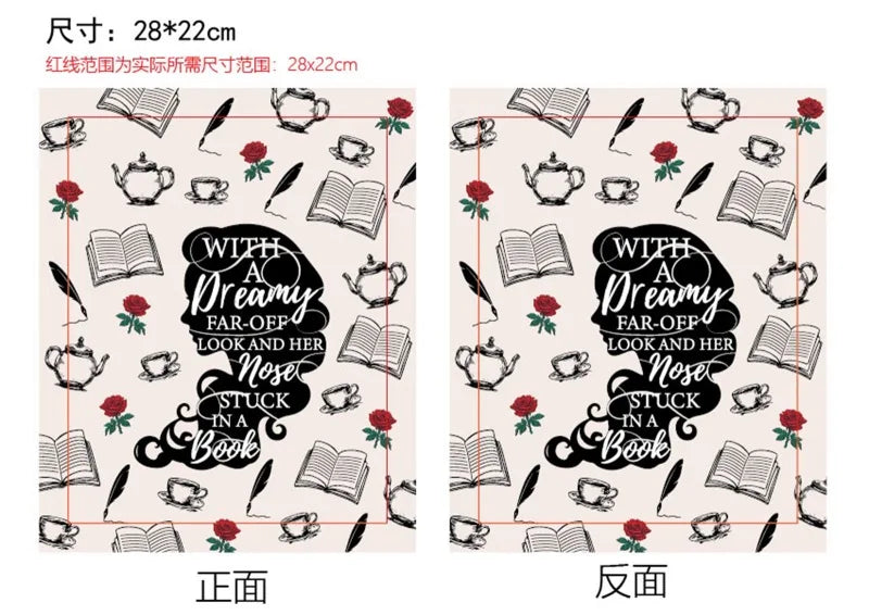 1 pc Book Sleeve with Zipper Flower Books Pouch Watercolor Flower Leaf Waterproof Protector for Paperback Fabric