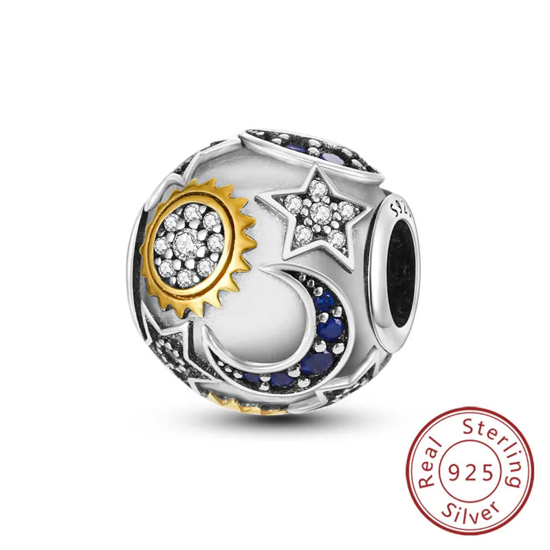 Fit Original Charms Beads 925 Sterling Silver Clip Charms Zircon Silicone Spacer Beads for Bracelet Women DIY Gift Party