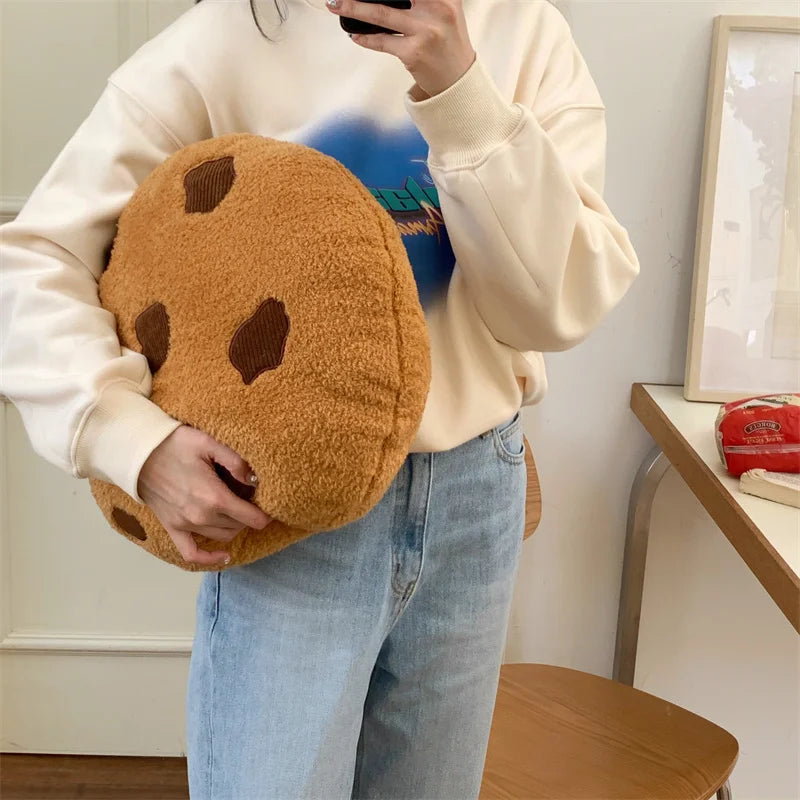 Creative Cookies Pillows Round Shape Chocolate Biscuits Stuffed Plush Toys Realistic Food Snack Seat Cushion Plushie Props Gifts