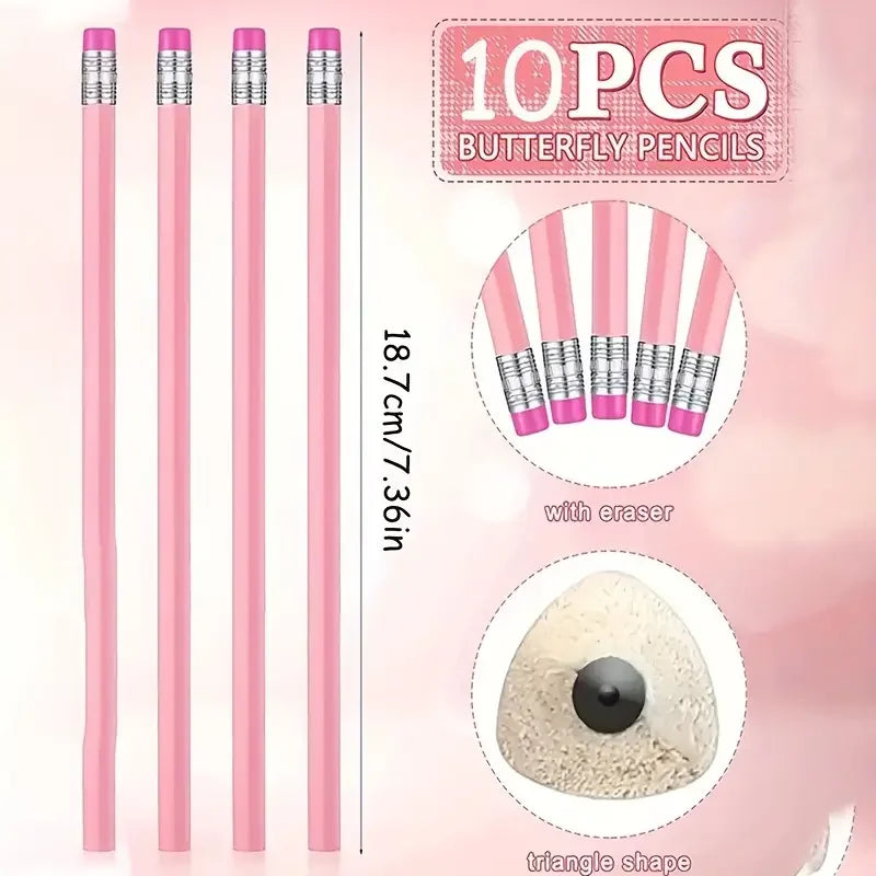 10/20/30pcs Wooden Pink Wedding Pencil with Eraser, Hb Pencil for School, Art, Office, Drawing, Sketching, Learning