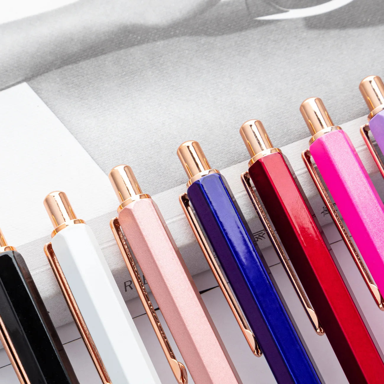 1 Piece Lytwtw's Creative Ballpoint Hexagon Metal press Pen Stationery School Office Supply