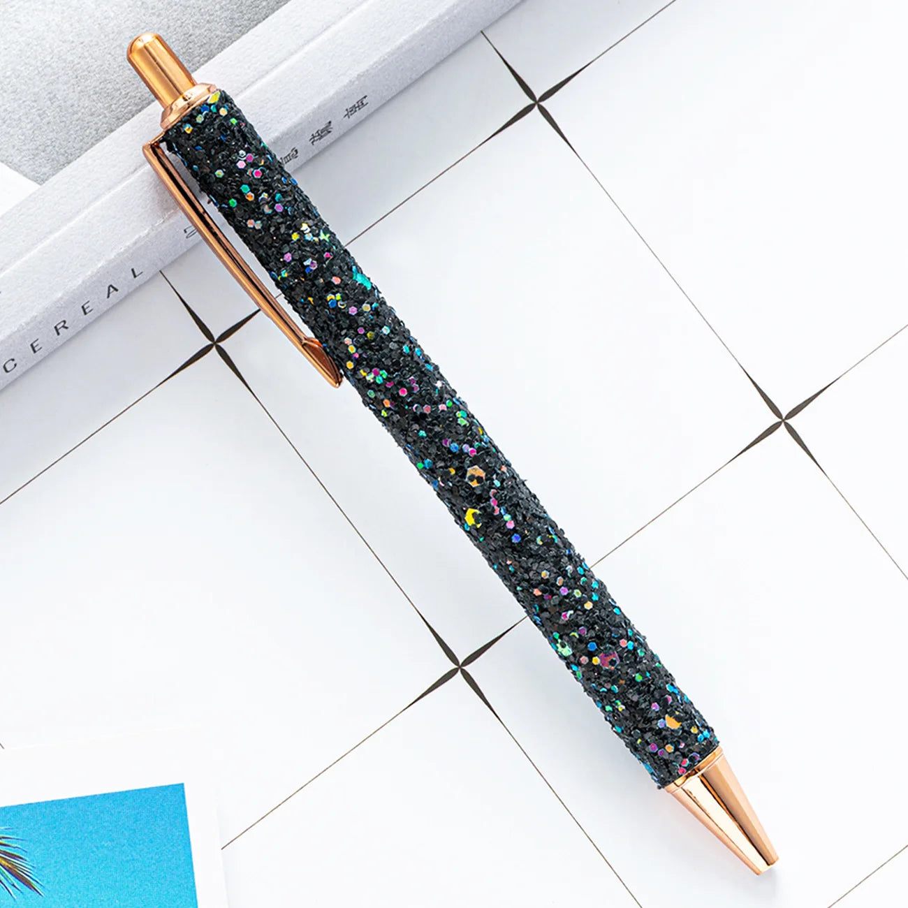 Lytwtw's Roller Ballpoint Pen Rhinestone Luxury Cute Wedding Rose Gold Metal Stationery School Office Supply Spinning