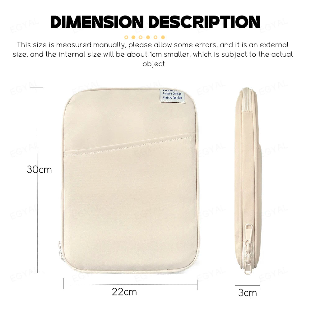 Tablet Sleeve Bag 9-11 inch for XiaoMi Pad 5 Pro iPad Air Pro 11 13 M4 M2 10th/9/8 10.2 For Samsung Huawei Shockproof Pouch Bags