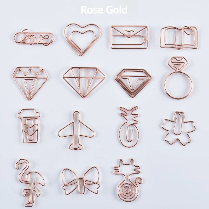 10pcs/set Metal Paperclips Multiple Cartoon Heart Animal Styles Paper Clip Book Scrapbook Planner Page Bookmark Binder Clip - élise & madelyn