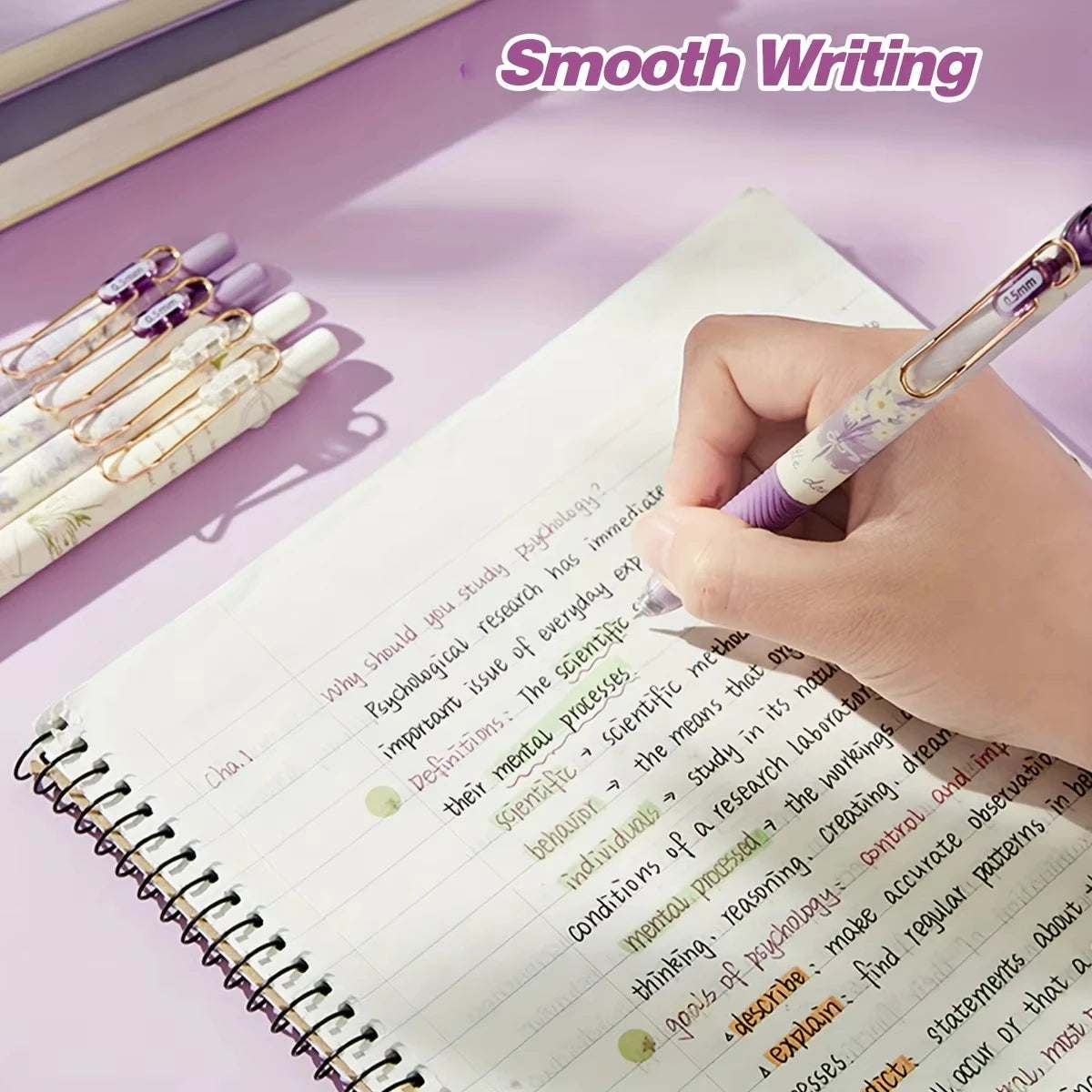 4pcs Cute Floral Retractable Gel Pen Set 0.5mm Fine Point Quick-Drying Black Ink Smooth Writing Pens for Office School Supplies