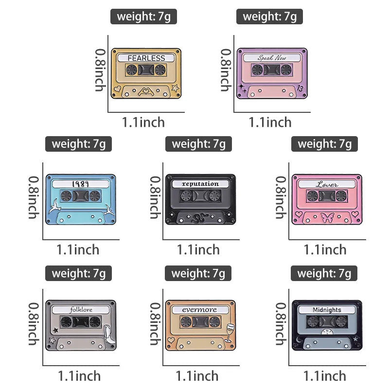 Retro Cassette Enamel Pins — Era-Inspired Collectible Set