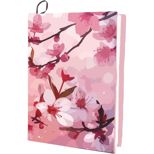 Cherry Blossom Stretchable Book Cover Flower Floral Pink Cover Washable Reusable Large Nylon Book Sleeve Book Protector Elastic