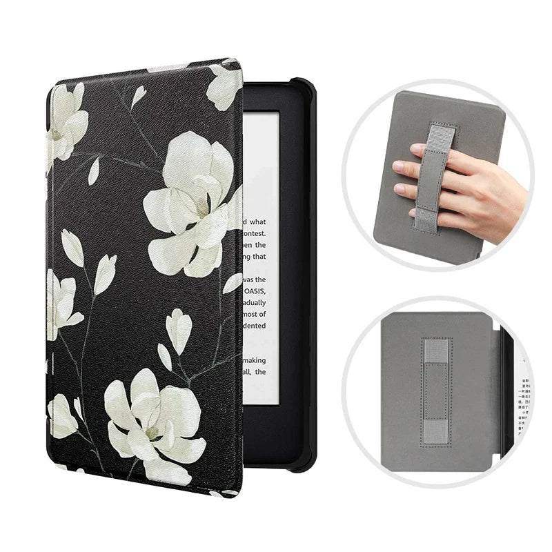 For Kindle Paperwhite 12th Generation Case 2024 Signature Edition 7 inch Leather Case with Hand Strap SA568B Auto Sleep Cover