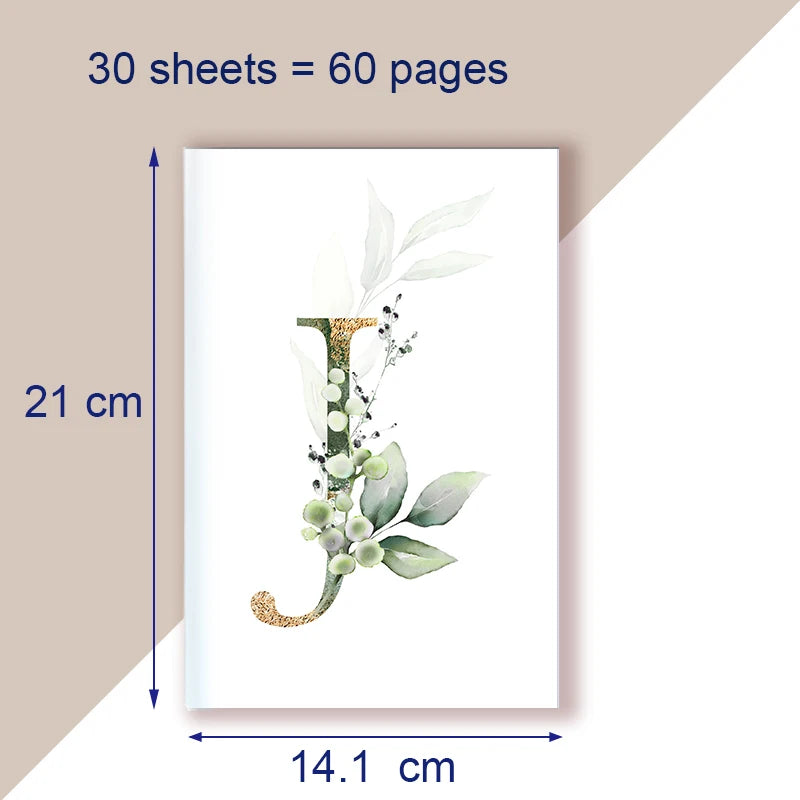 A5 Notebook Note Book Monogram Name Initial Alphabet Letter Majuscule Letters Flower Decor Personality Art Design Personal Diary