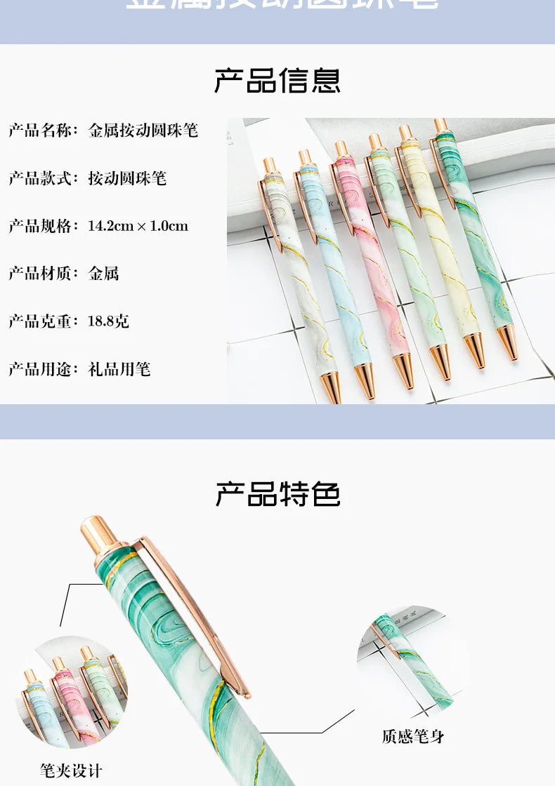 30PCS  Wholesale Metal Ballpoint Pen with Pressed Core Hotel Conference Advertising Pen Multi color Flower Film Ballpoint Pen