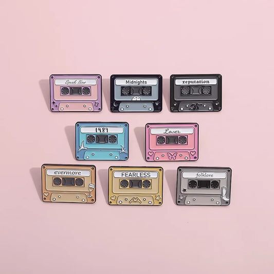 Retro Cassette Enamel Pins — Era-Inspired Collectible Set