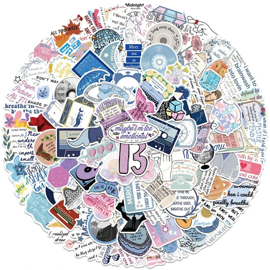 Aesthetic Lyric & Album-Inspired Vinyl Sticker Packs (10 / 30 / 50 pcs)