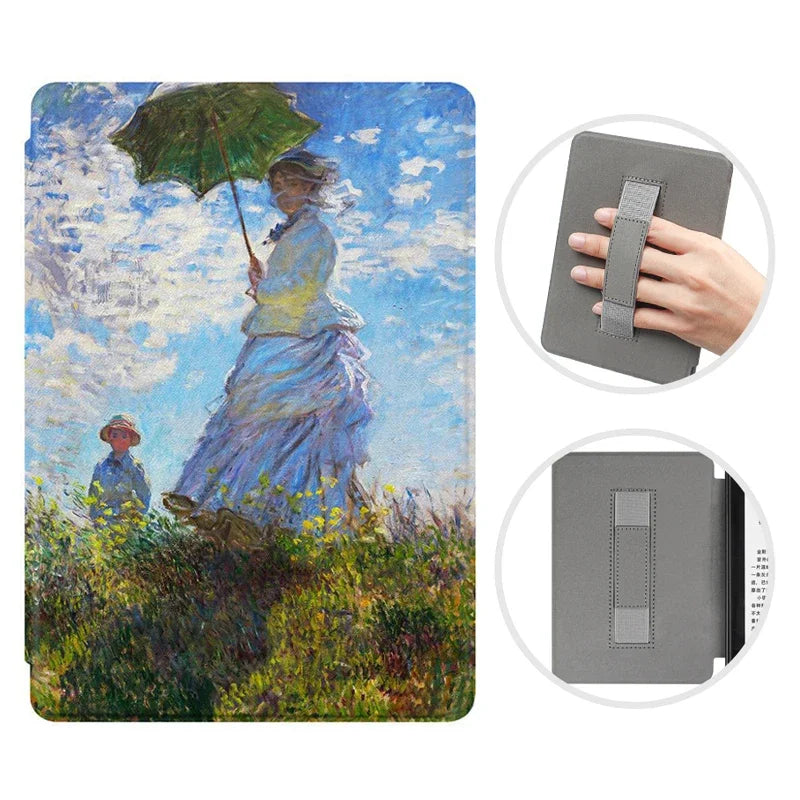 For Kindle Paperwhite 12th Generation Case 2024 Signature Edition 7 inch Leather Case with Hand Strap SA568B Auto Sleep Cover