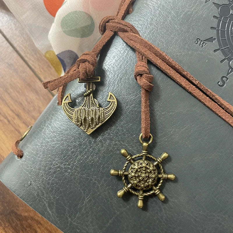 A5 A6 A7 Customizable Name Vintage Matte Finish Notebook Pirate Theme Compass Design Hardcover Journal Personalized Gift for Him