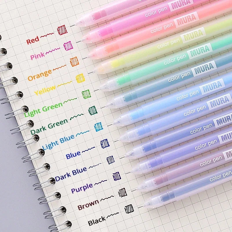 9/12 PCS Set Kawaii Color Gel Pen Set 0.5mm Ballpoint Pen for Diary School Stationery