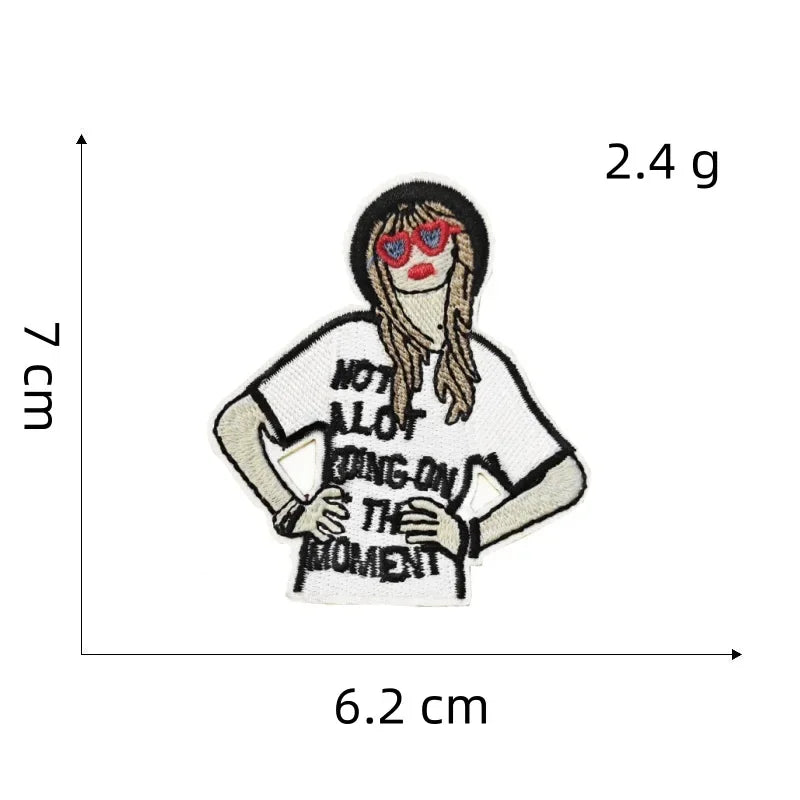 Cartoon Girl Singer patches Decorative Character Embroidered Badge With Rock Music Suitcase Decoration patch
