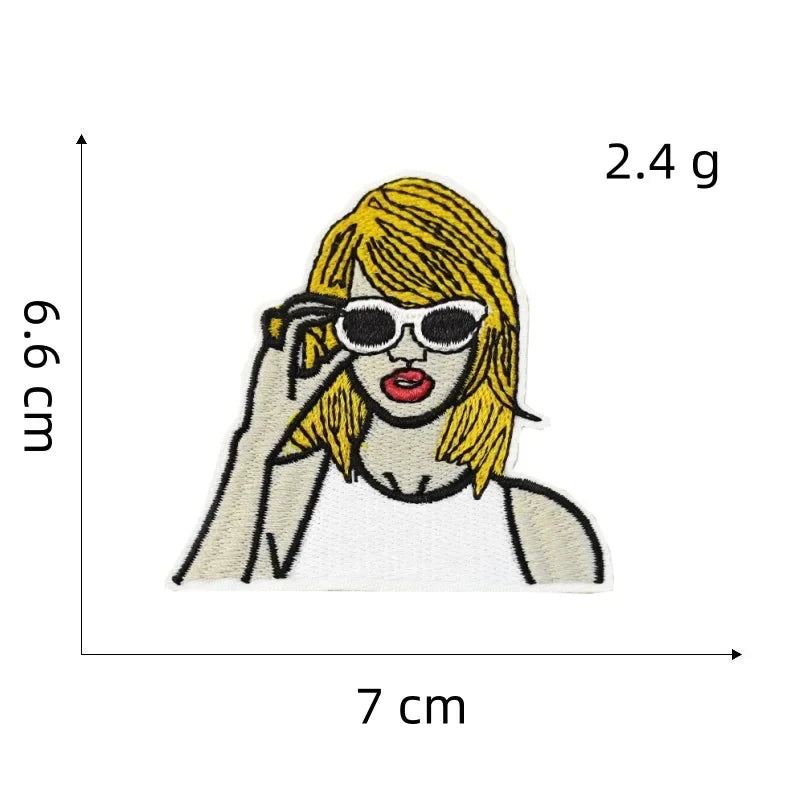 Cartoon Girl Singer patches Decorative Character Embroidered Badge With Rock Music Suitcase Decoration patch