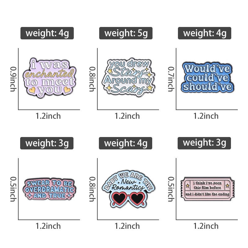 Pop Singer-Inspired Enamel Pin Sets – Aesthetic Enamel Brooches, Lyrics & Outfits | Cute Collectible Accessories for Bags, Jackets & Lanyards