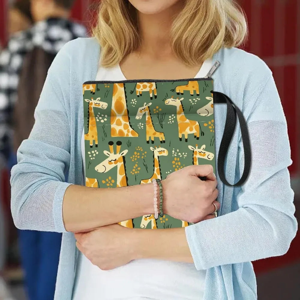 1pc Giraffe Book Sleeve Cartoon Animal Book Covers Book Protector for Paperbacks Washable Fabric Cloth Book Cover with Zipper