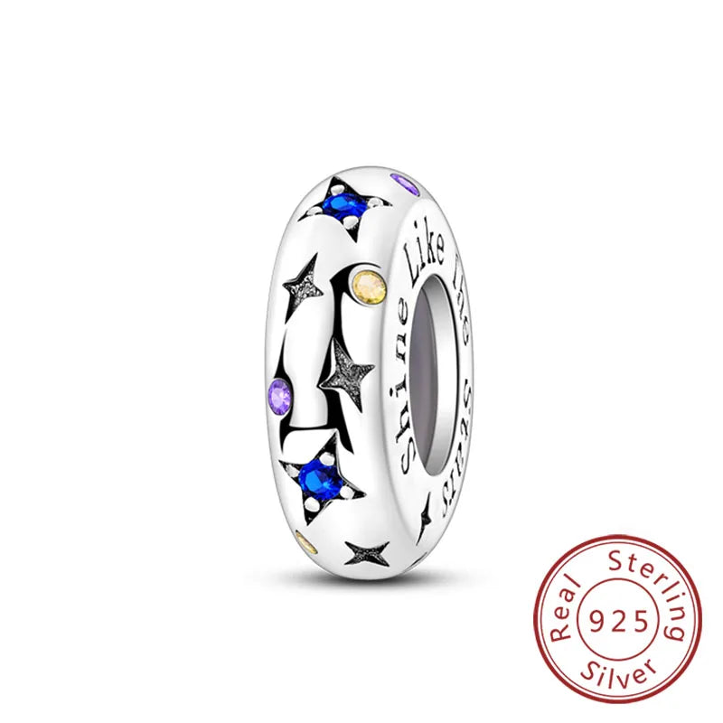 Fit Original Charms Beads 925 Sterling Silver Clip Charms Zircon Silicone Spacer Beads for Bracelet Women DIY Gift Party