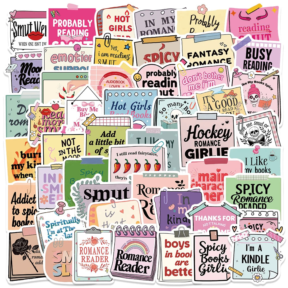 50PCS/pack Dark Romance Stickers Smutty Bookish Sticker Readers Adult Spicy Booktok Vinyl Decals Laptop IPAD Kindle Journal Deco