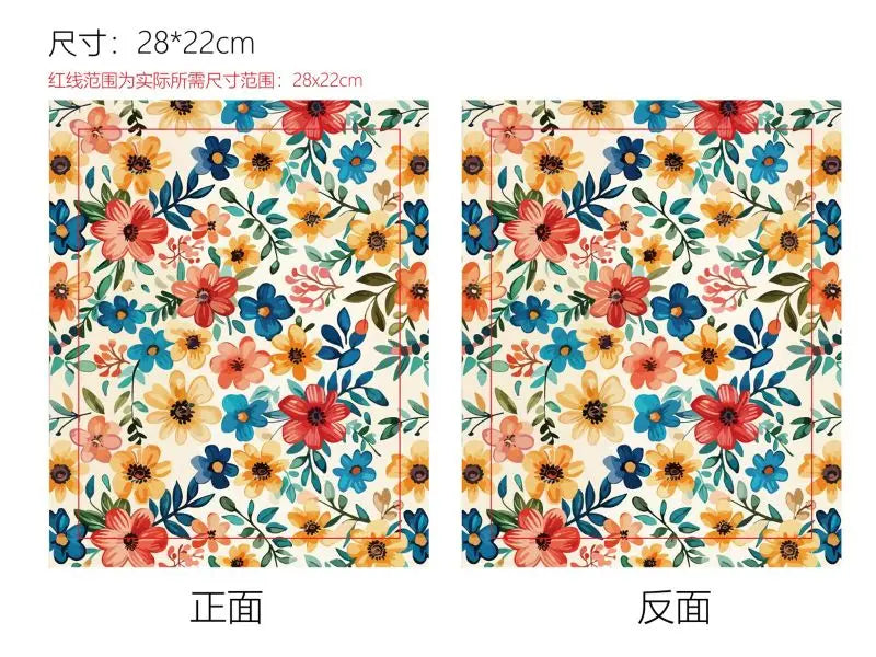 1 pc Book Sleeve with Zipper Flower Books Pouch Watercolor Flower Leaf Waterproof Protector for Paperback Fabric