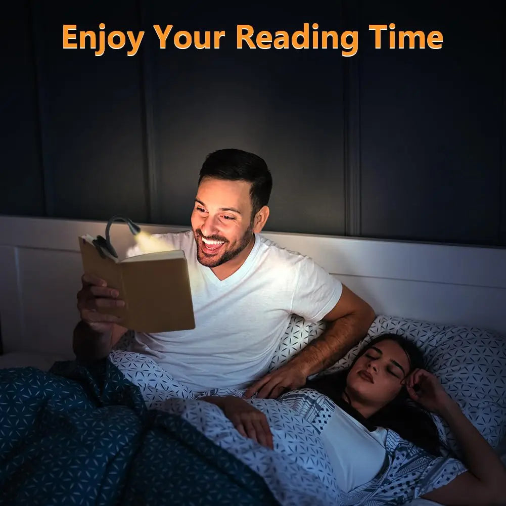 Portable Mini LED Book Light 3 Color Warm Cool White Rechargeable Clip 360° Flip Book Lamp for Travel Bedroom Reading Light