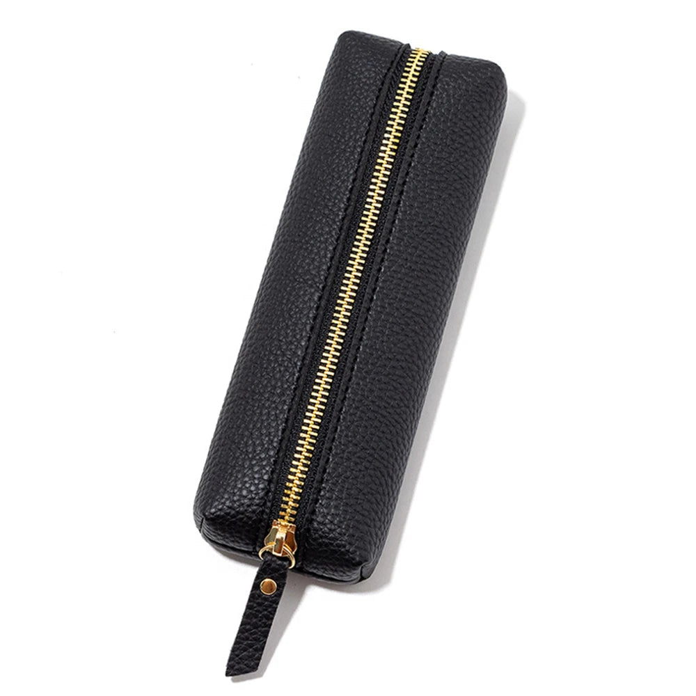 Large Capacity Pen Bag PU Leather Pen Case Korean Stationery Holder Storage Box Zipper Pencil Pouch Student School Supplies
