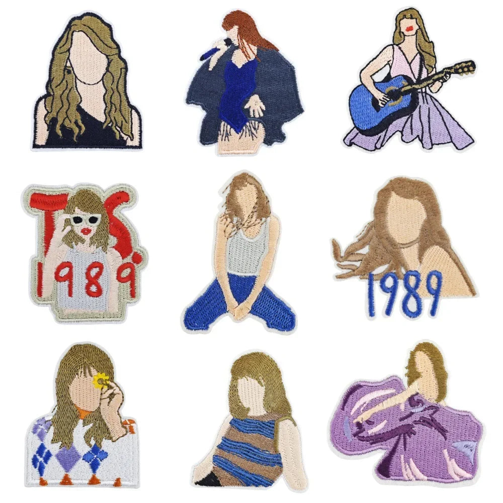 Cartoon Girl Singer patches Decorative Character Embroidered Badge With Rock Music Suitcase Decoration patch