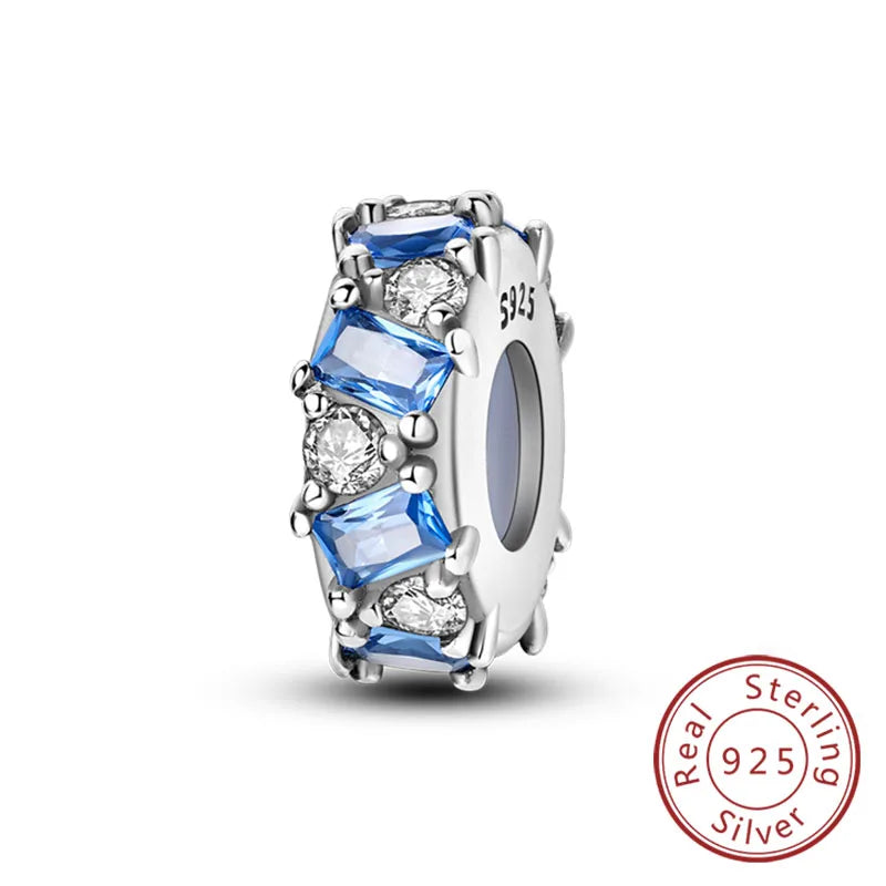 Fit Original Charms Beads 925 Sterling Silver Clip Charms Zircon Silicone Spacer Beads for Bracelet Women DIY Gift Party
