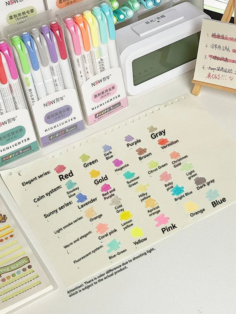 5/15PC Fluorescent Pen Set Student Marking Stroke Key Marking Pen High Beauty Color Handbook Pen Batch