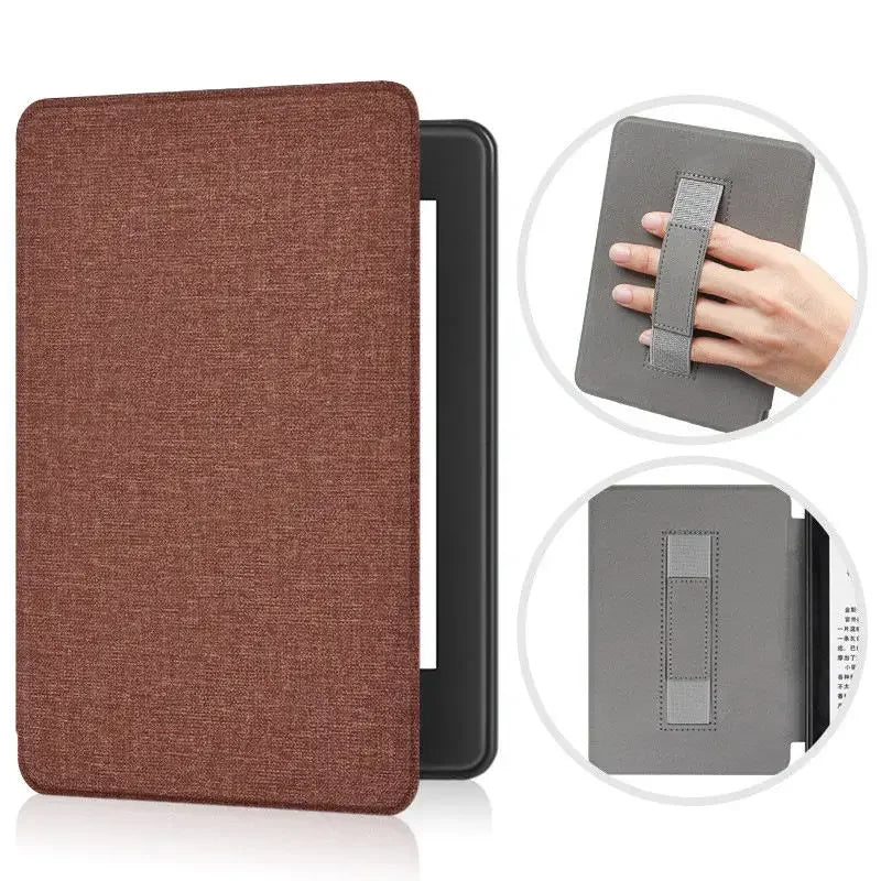 For Kindle Paperwhite 12th Generation Case 2024 Signature Edition 7 inch Leather Case with Hand Strap SA568B Auto Sleep Cover