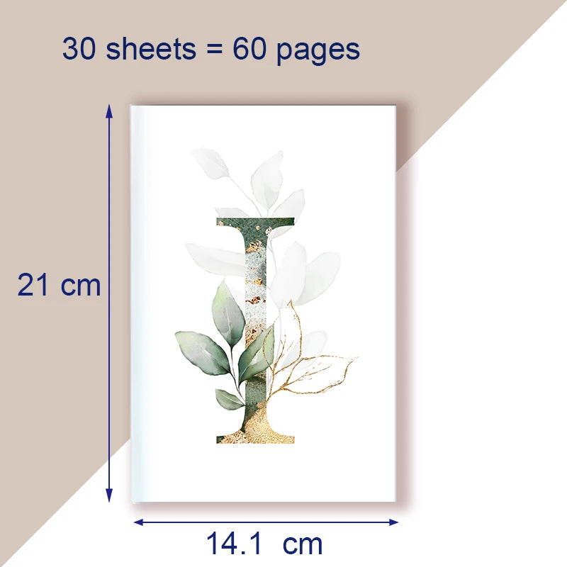 A5 Notebook Note Book Monogram Name Initial Alphabet Letter Majuscule Letters Flower Decor Personality Art Design Personal Diary