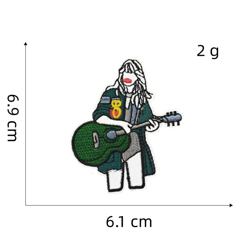Cartoon Girl Singer patches Decorative Character Embroidered Badge With Rock Music Suitcase Decoration patch