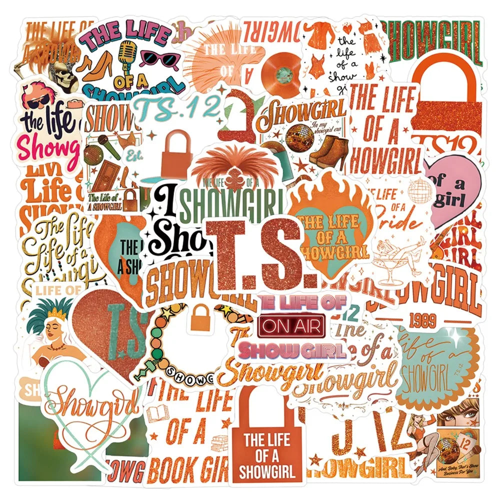 10/55Pcs The Life of A Showgir Stickers Famous Star Singer Decals for Laptop Suitcase Notebook Skateboard Waterproof Sticker