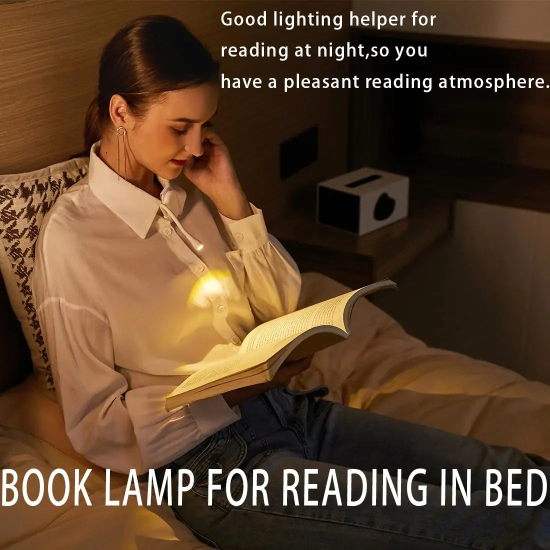 Portable Mini LED Book Light 3 Color Warm Cool White Rechargeable Clip 360° Flip Book Lamp for Travel Bedroom Reading Light